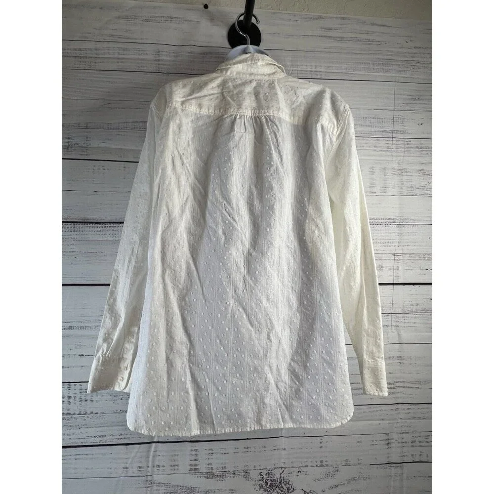 Talbots White Cotton Button Down Blouse Shirt Size XL Career Office Casual - Picture 5 of 14